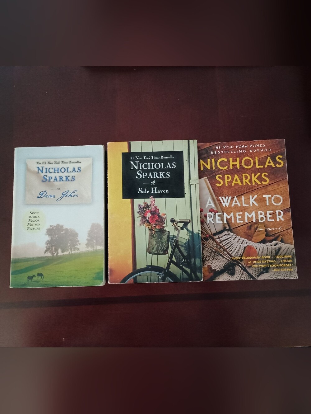 Nicholas Sparks Trio Book Lot: Dear John, Safe Haven, & A Walk To Remember